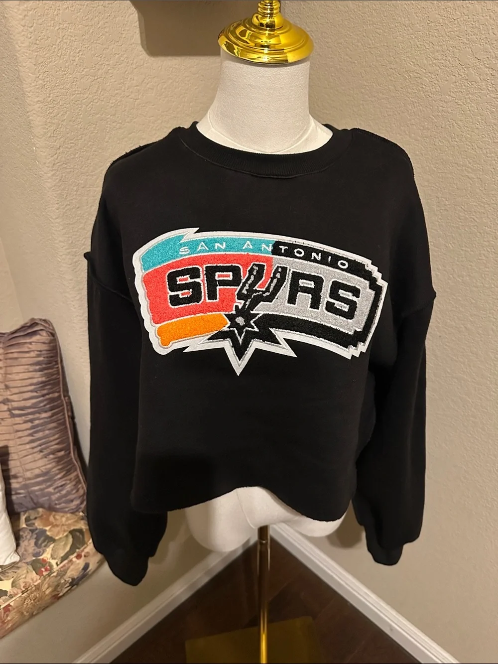 Size XL SA Spurs upcycled cropped crewneck - Picture 1 of 8